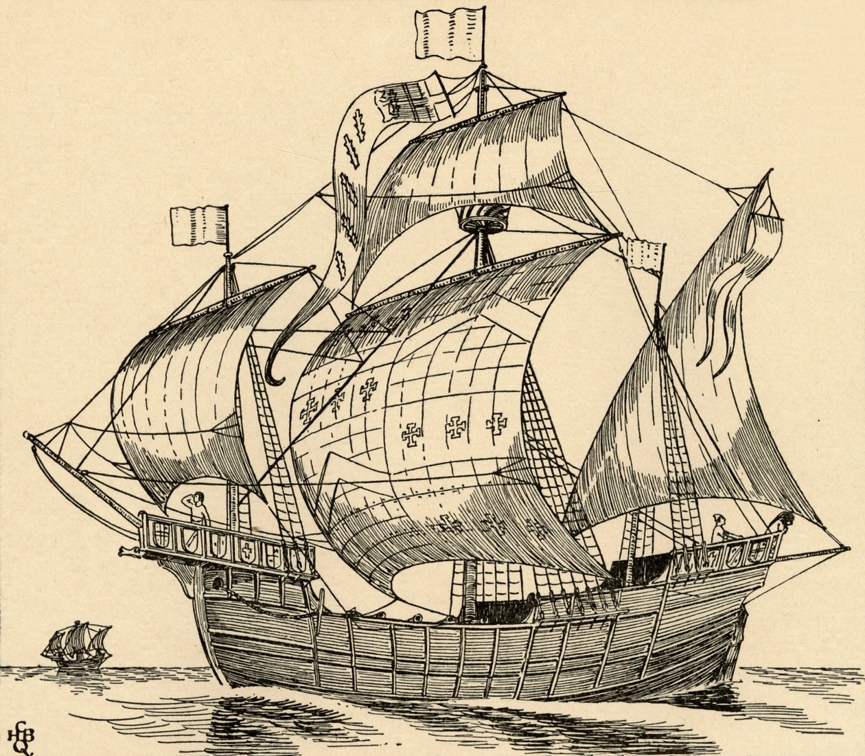 Ein Schiff aus der Zeit von Christoph Kolumbus, 1931 von Charles Henry Bourne Quennell
