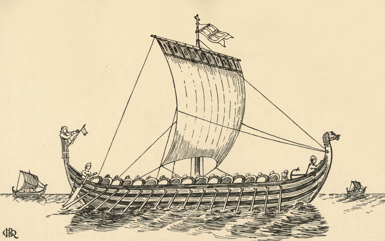 Das normannische Schiff basierend auf dem Teppich von Bayeux, 1931 von Charles Henry Bourne Quennell