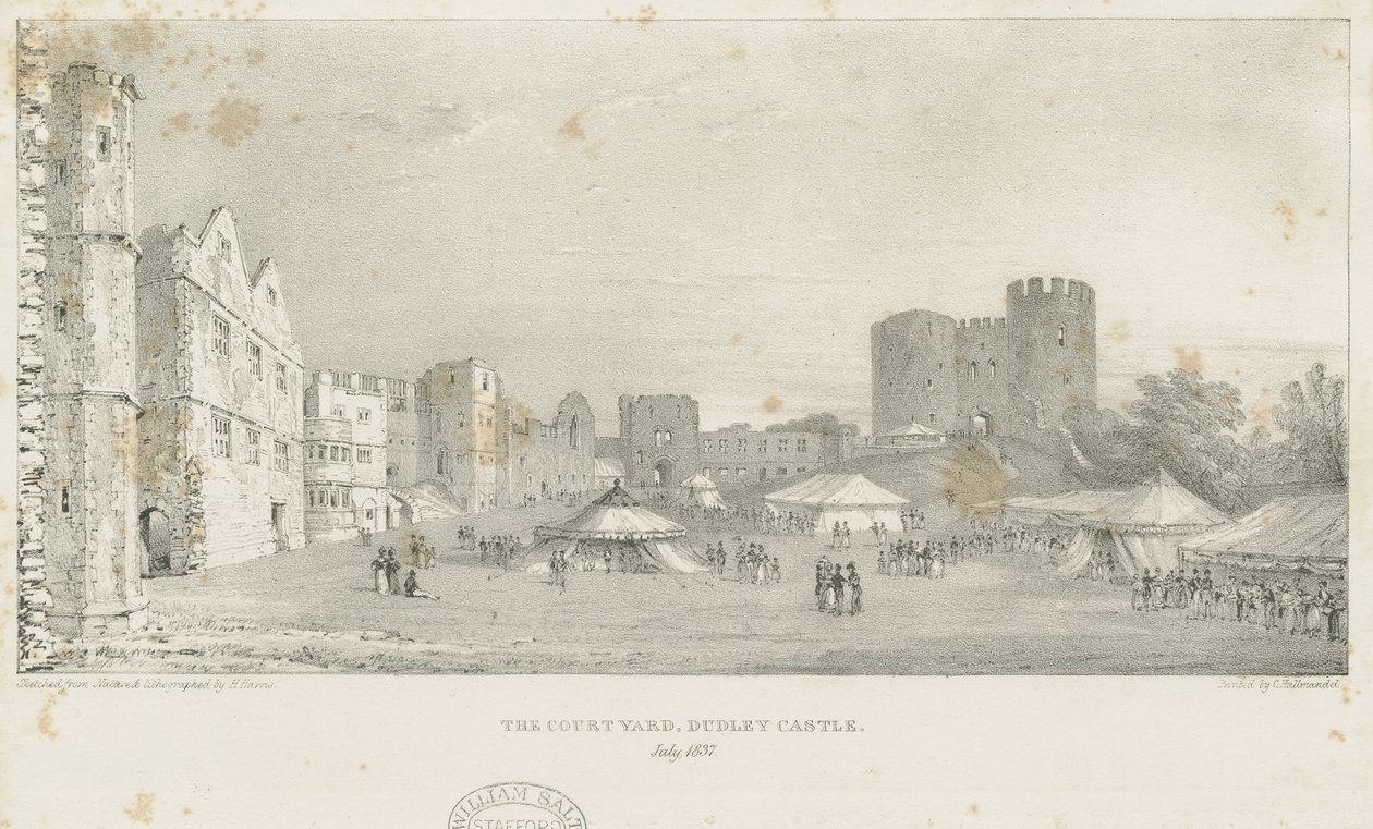 Dudley Castle - Der Bergfried (Lithographie, Jul 1837) von Charles Joseph Hullmandel