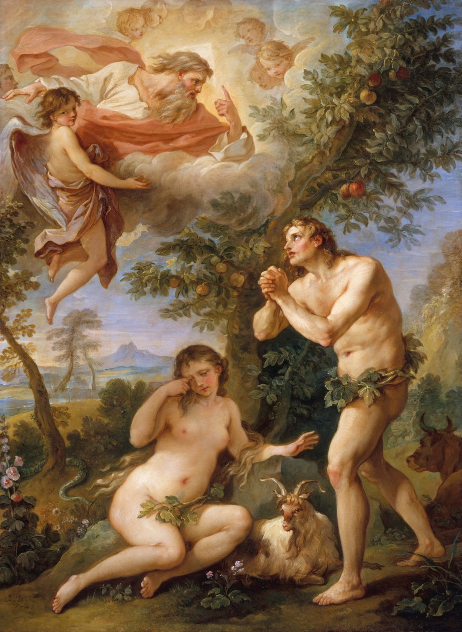 Die Zurechtweisung von Adam und Eva, 1740 von Charles Joseph Natoire