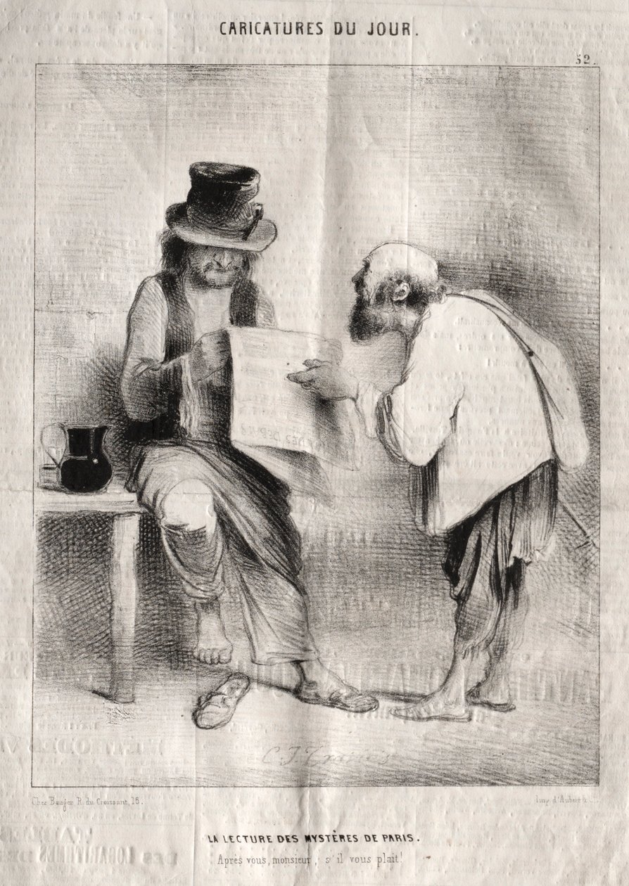 Karikaturen des Tages: Das Lesen der Geheimnisse von Paris von Charles Joseph Traviès de Villers