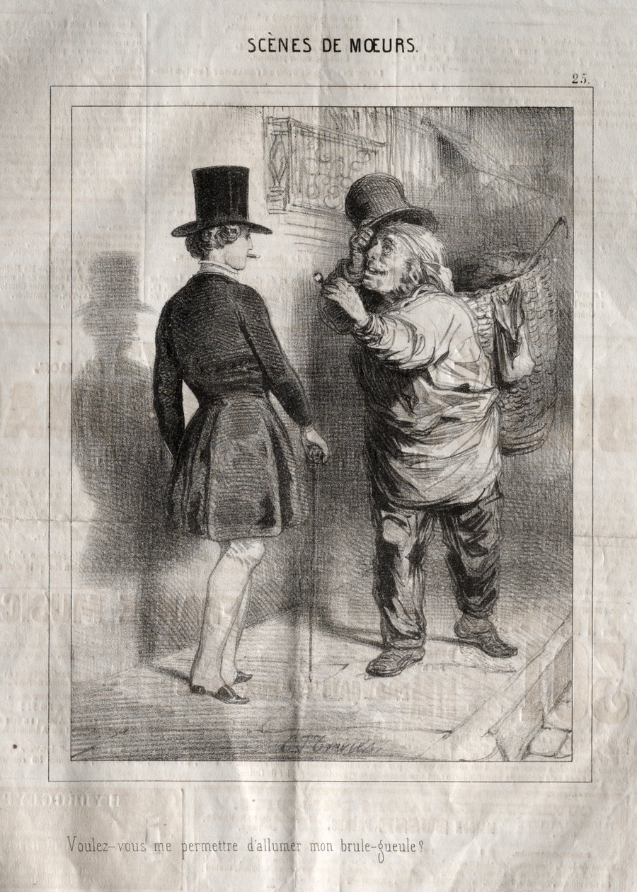 Sittenbilder: Möchten Sie mir erlauben, meine Pfeife anzuzünden? von Charles Joseph Traviès de Villers
