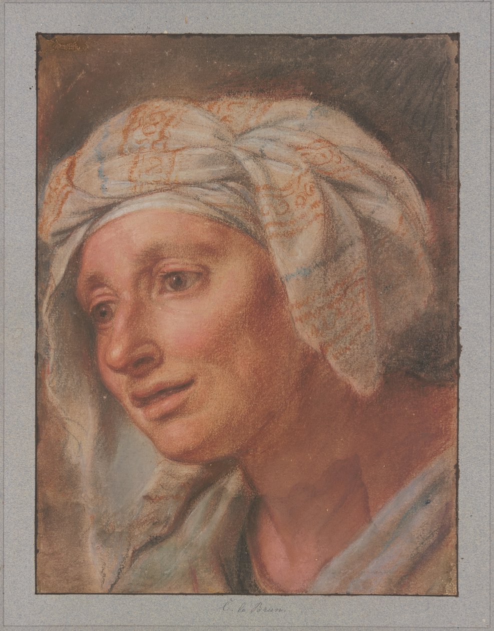 Königin mit Kopftuch aus den "Königinnen zu Füßen Alexanders des Großen" von Charles Le Brun