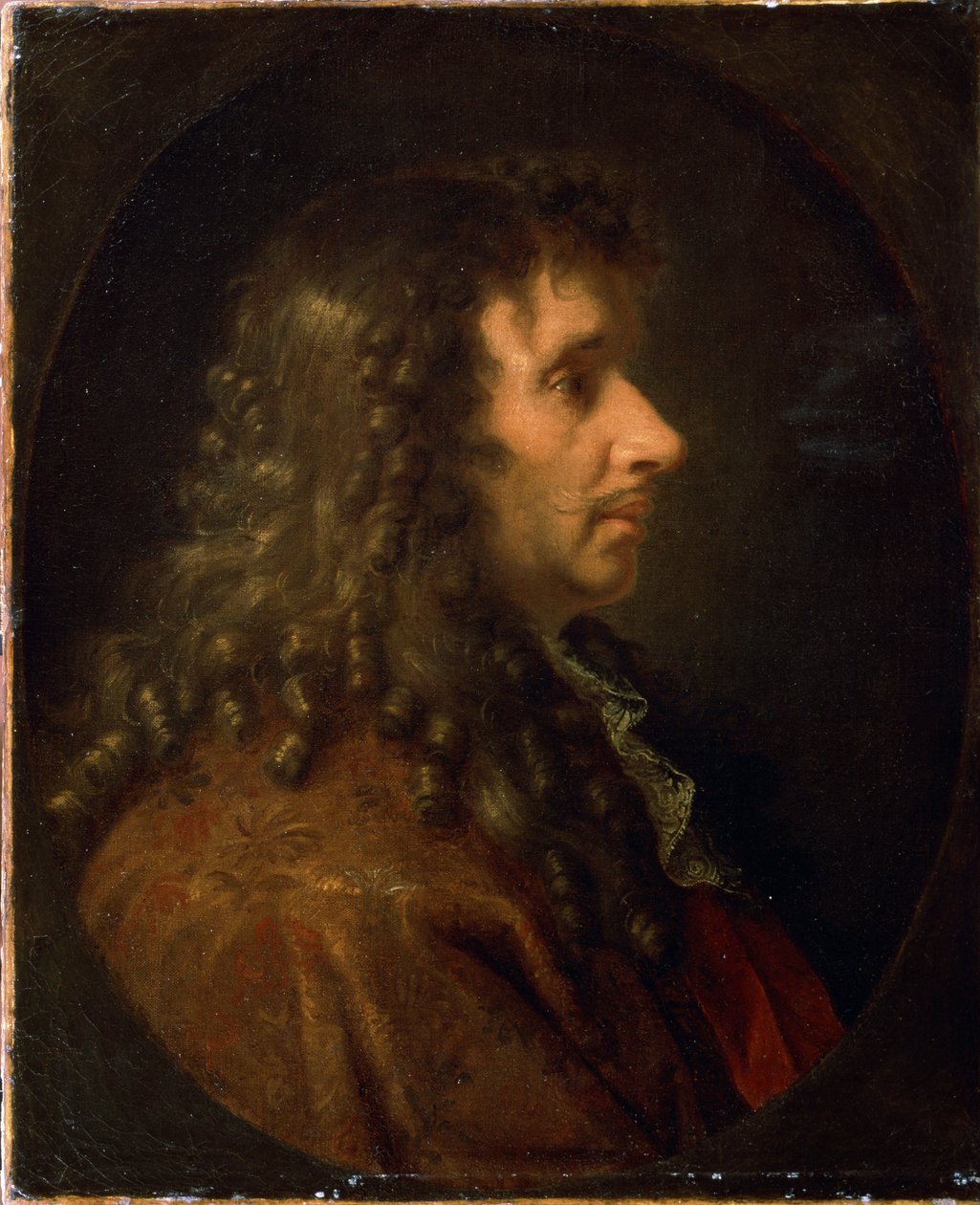 Molière (Profilporträt von Jean-Baptiste Poquelin (1622-1673). Gemälde, um 1660. von Charles Le Brun