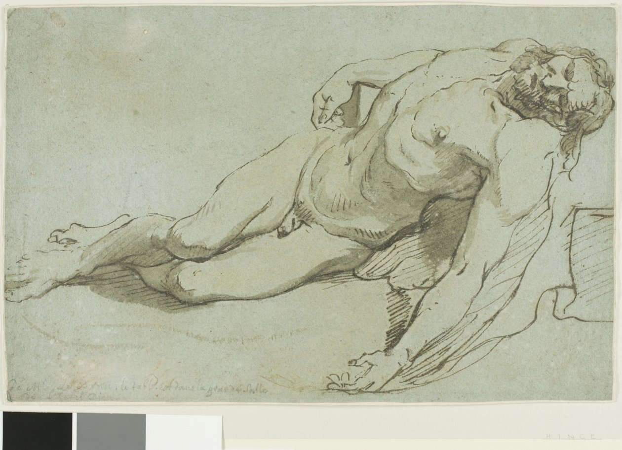 Der tote Christus (recto); Kinderkopf (verso) von Charles Le Brun