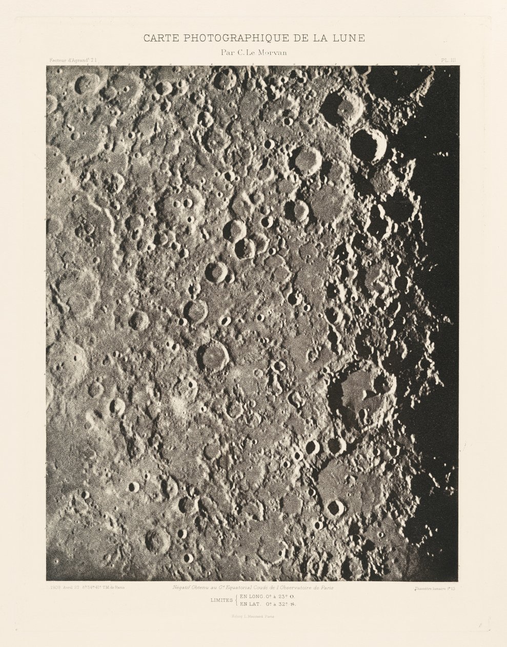Fotografische Karte des Mondes, Tafel III von Charles le Morvan