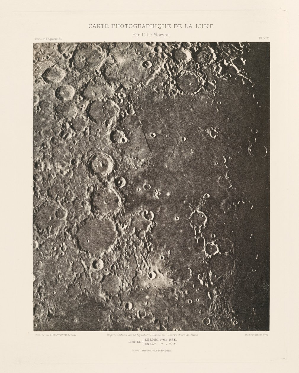 Fotografische Karte des Mondes, Tafel XIX, 6. Februar von Charles le Morvan