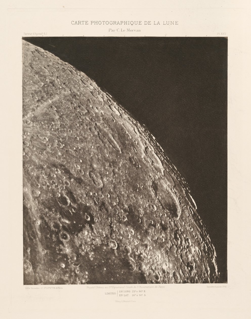 Fotografische Karte des Mondes, Tafel XXII von Charles le Morvan