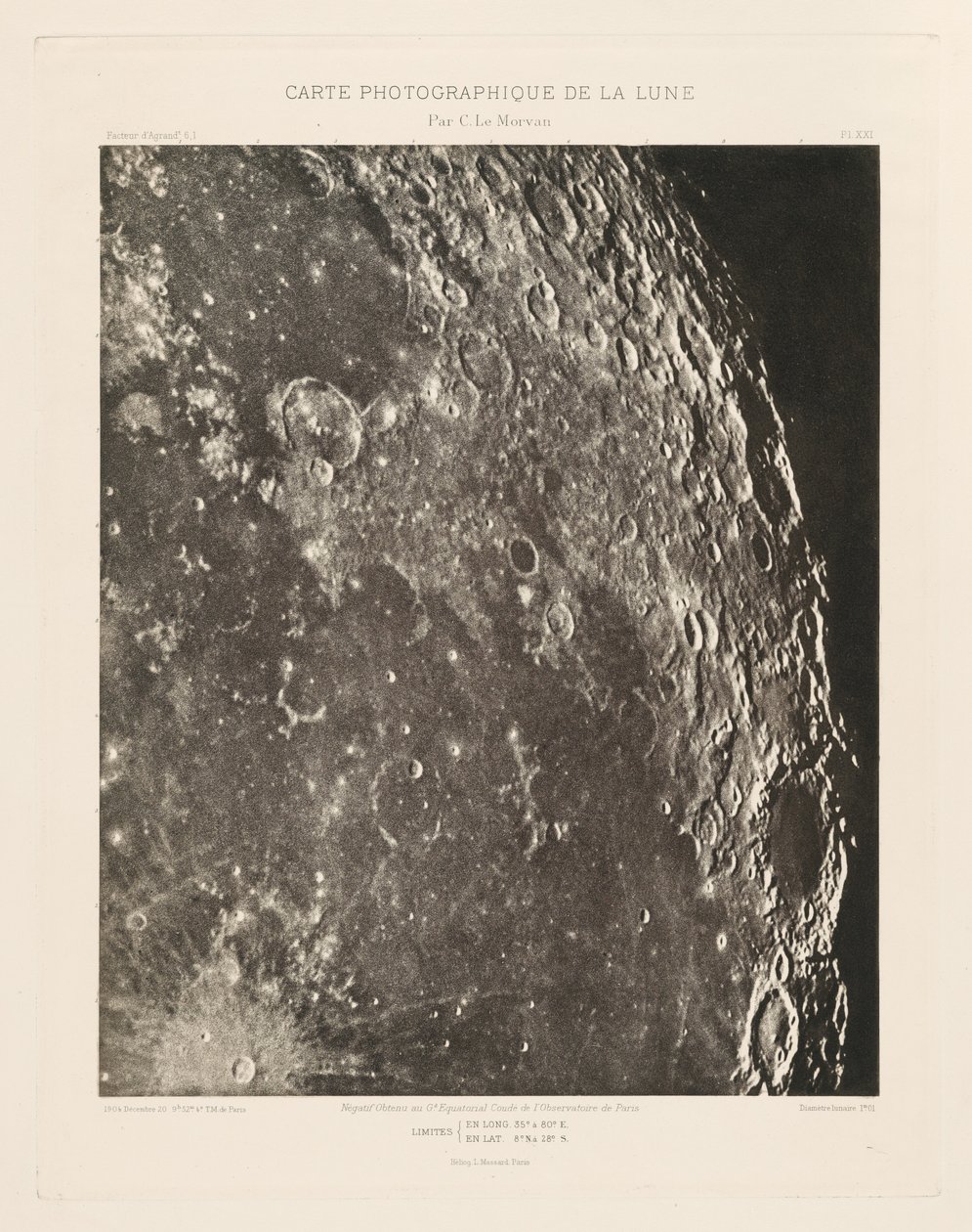 Fotografische Karte des Mondes, Platte XXI von Charles le Morvan