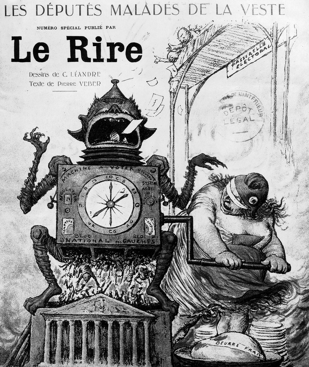 Karikatur von Charles Leandre über die Parlamentswahlen 1924, veröffentlicht in der Zeitung Le Rire am 19. Januar von Charles Leandre