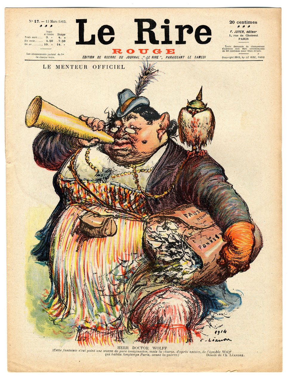 Cover von „Das rote Lachen“, Satirisch in Farben von Charles Leandre
