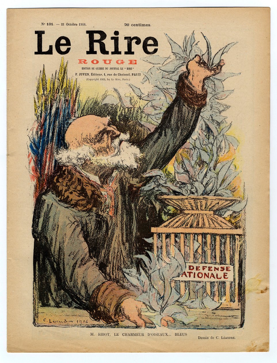 Cover von „Das rote Lachen“, satirisch in Farben von Charles Leandre