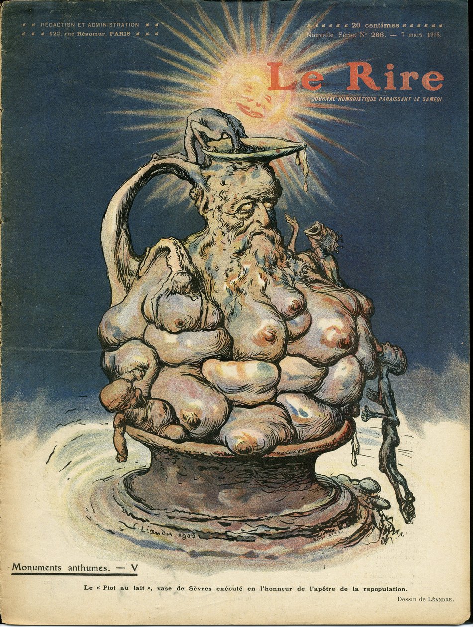 Illustration von Charles Leandre (1862-1934) für das Cover von Le Lire, 07/03/08 - Skulptur Statue, Mutterschaft - Piot Edme (1828-1909) von Charles Leandre