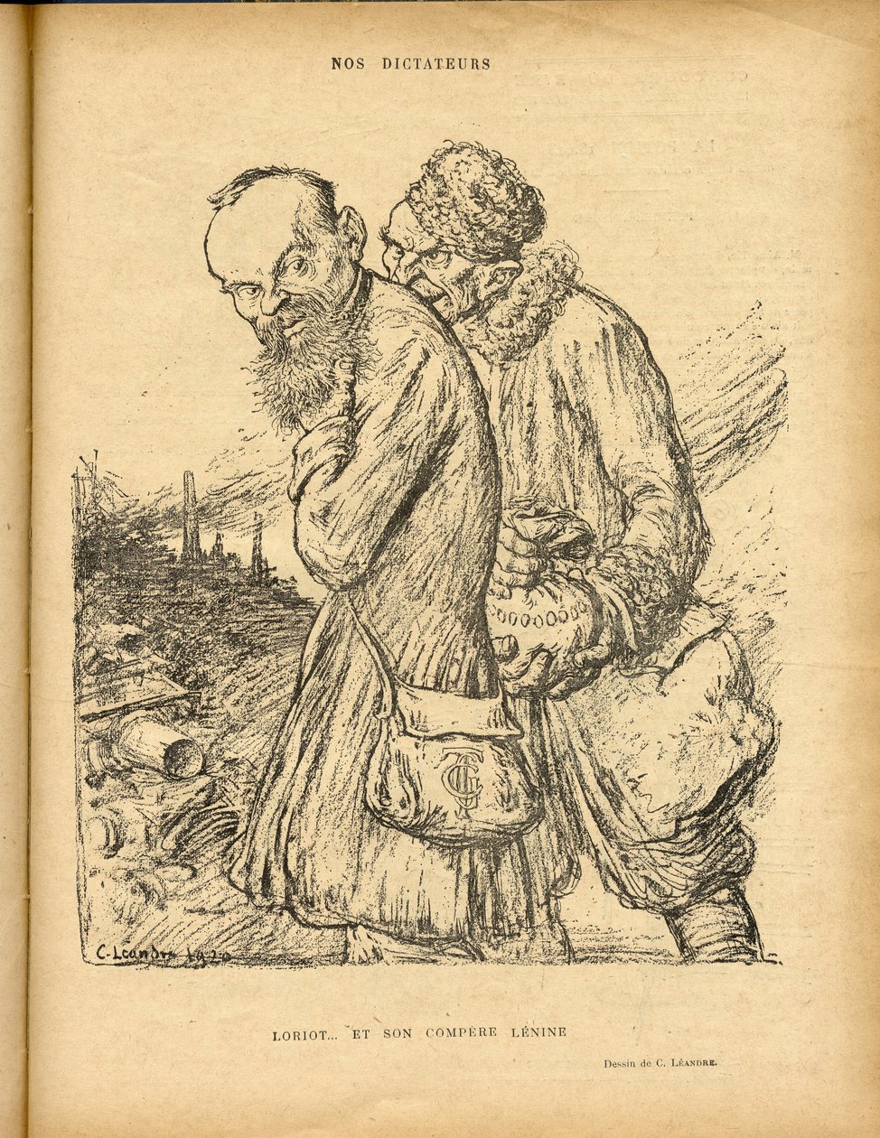 Illustration von Charles Leandre in Le Rire, 29/05/20 - Loriot und sein Kompagnon Lenin von Charles Leandre