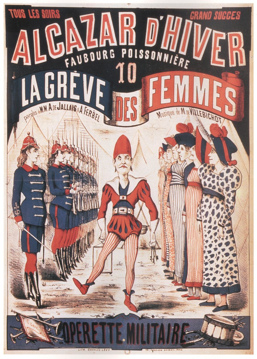 Plakat für die Operette La Grève des femmes von A. de Villebichot, 1879-1880 von Charles Levy