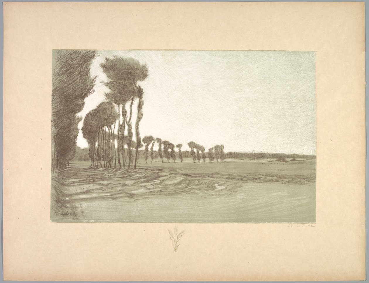 Suite von Landschaften: Landschaft, Platte 5, Remarque, Drei Weizenhalme von Charles Marie Dulac