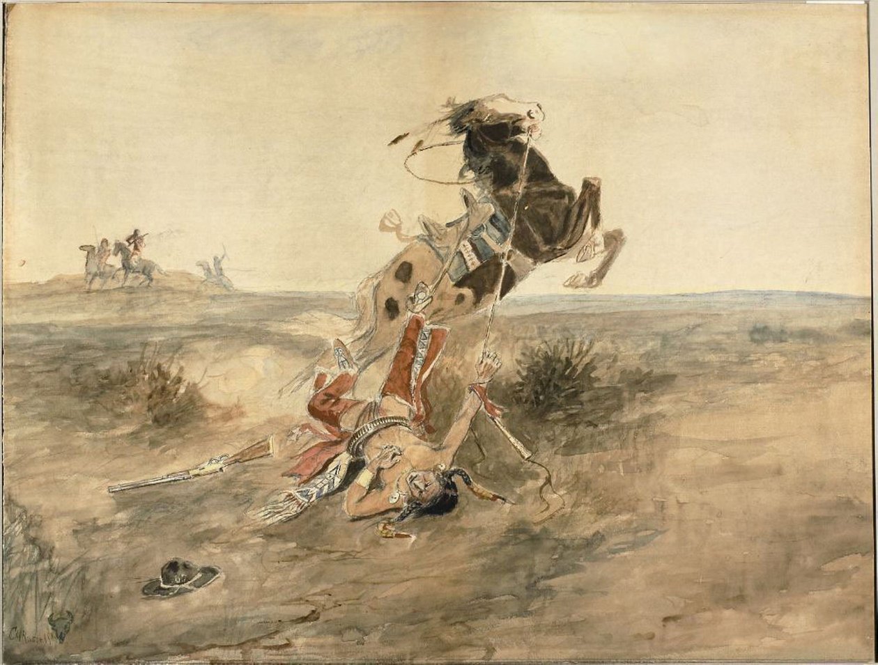 Gefallener Indianerkrieger, um 1886 von Charles Marion Russell