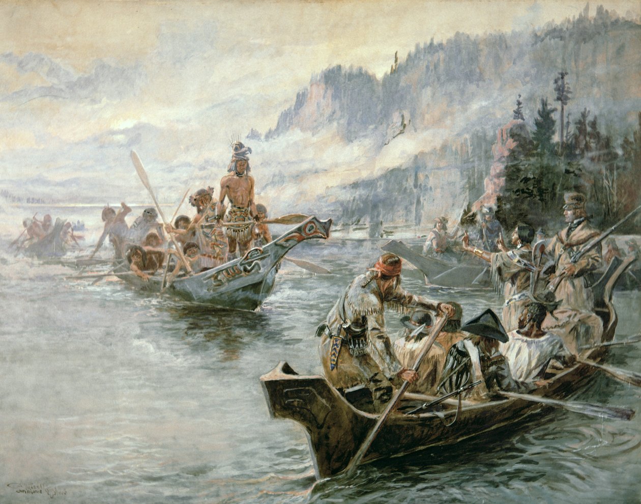 Lewis & Clark am unteren Columbia River von Charles Marion Russell