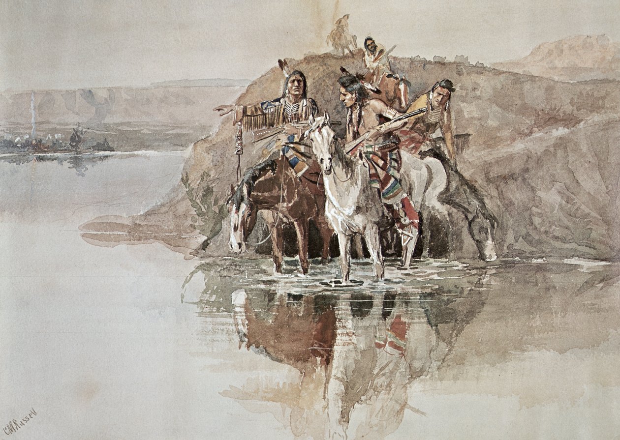 Indianische Kriegspartei von Charles Marion Russell