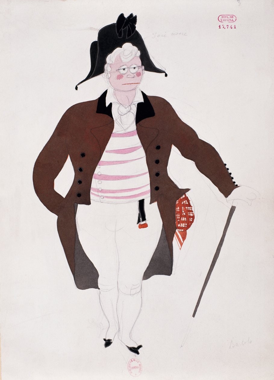 Kostüm für die Figur des Bartolo aus Der Barbier von Sevilla von Gioacchino Rossini, Skizze von Charles Martin (1884-1934) von Charles Martin
