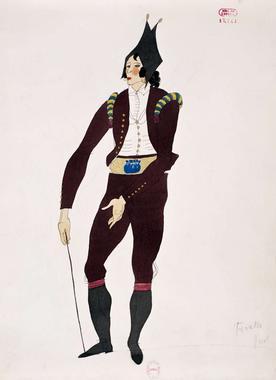 Kostüm für die Figur Fiorello aus Der Barbier von Sevilla von Gioacchino Rossini, Skizze von Charles Martin von Charles Martin