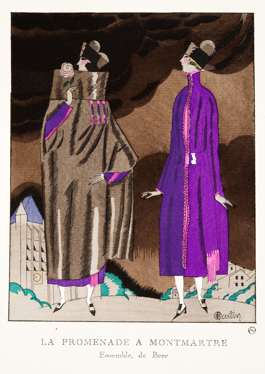 La Promenade à Montmartre, aus einer Sammlung von Modeplatten von Charles Martin