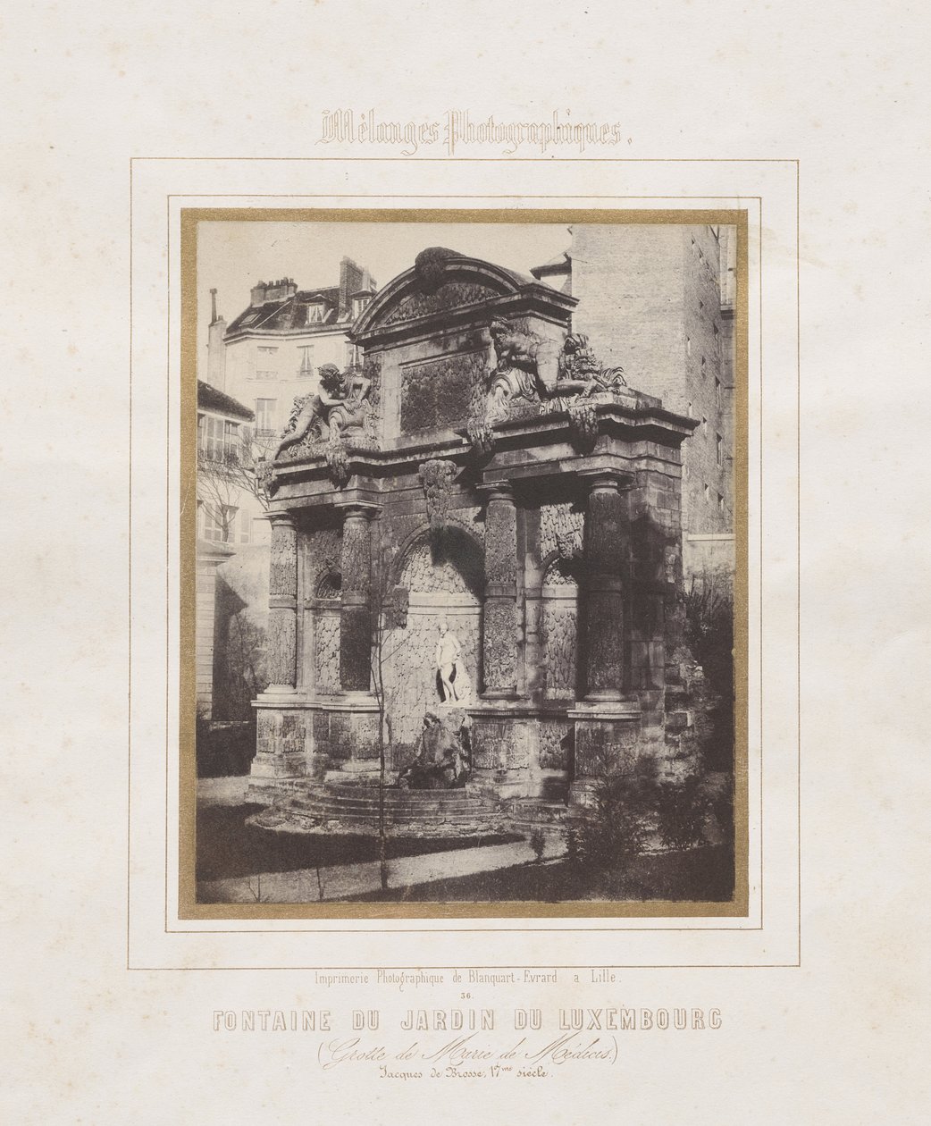 Brunnen im Jardin du Luxembourg (Grotte von Marie de Médicis) von Charles Marville