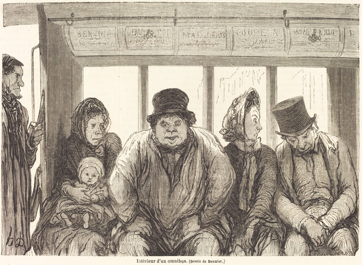 Innenraum eines Omnibusses [untere Hälfte] von Charles Maurand after Honoré Daumier