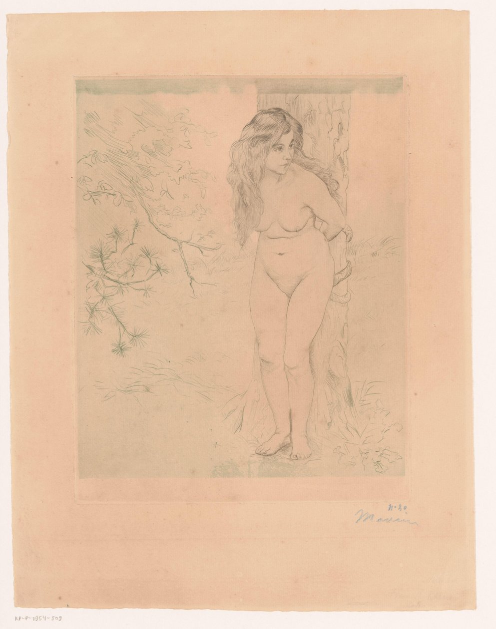 Eva, die sich an einen Baum lehnt von Charles Maurin (signed by artist)