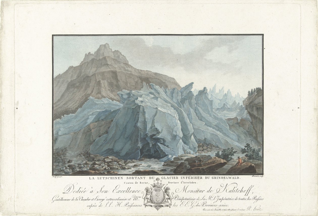 Gletscher bei Grindelwald (Vues remarquables des montagnes de la Suisse) von Charles Melchior Descourtis