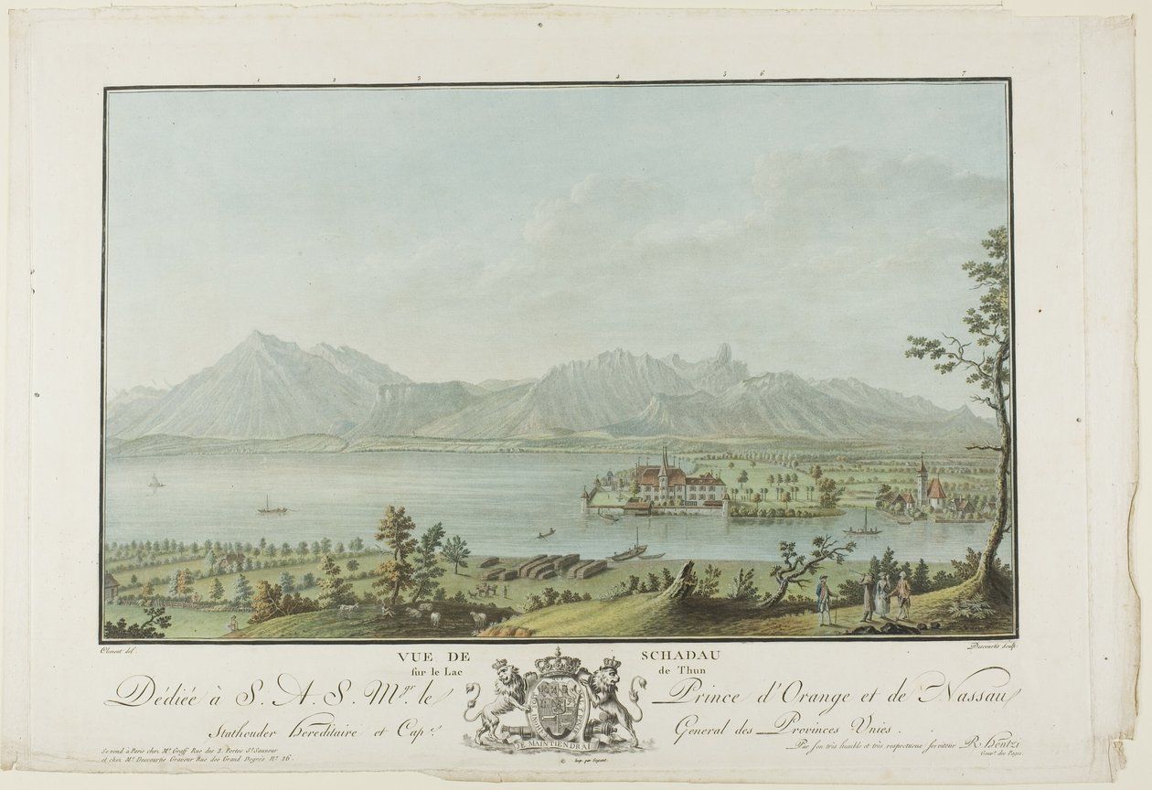 Ansicht von Schadau am Thunersee von Charles Melchior Descourtis