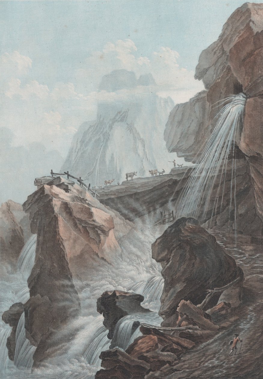 Ansicht des Wasserfalls von Gelten, 1785 von Charles Melchior Descourtis
