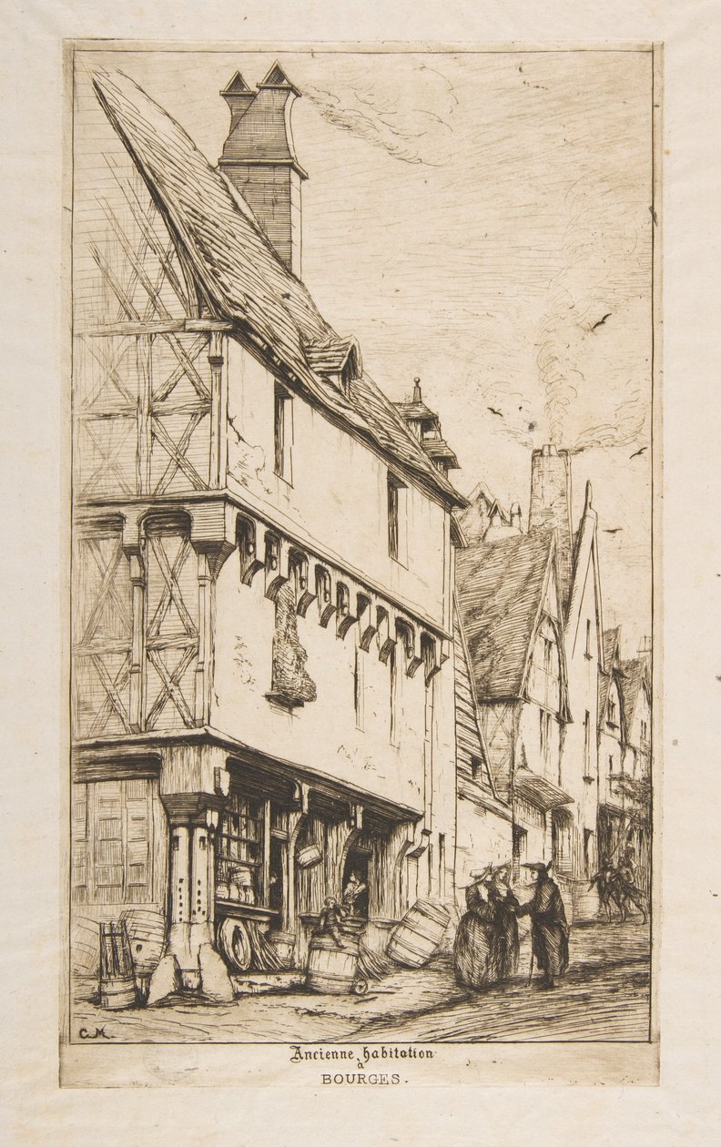 Ein altes Haus oder Das Haus des Musikers, Bourges von Charles Meryon