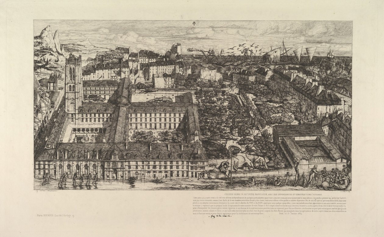 College Henri IV oder Lycée Napoléon, 1863-64 von Charles Meryon