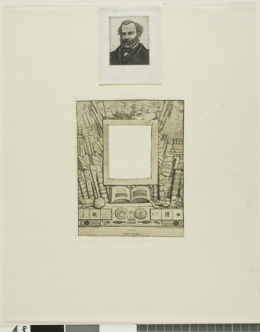 Entwurf für einen Rahmen für das Porträt von Armand Guéraud von Charles Meryon