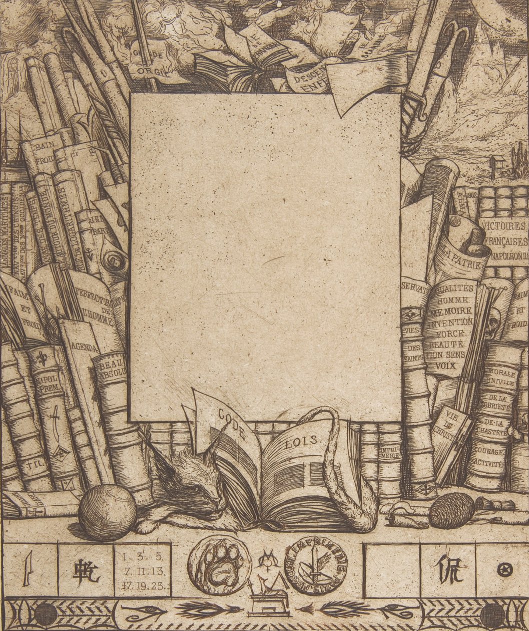 Entwurf für einen Rahmen für das Porträt von Armand Guéraud, 1862 von Charles Meryon