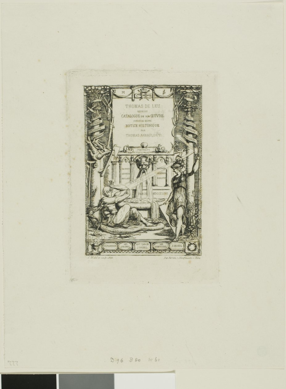 Frontispiz für den Katalog der Werke von Thomas De Leu von Charles Meryon
