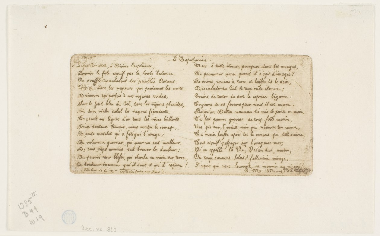 Die Hoffnung (Verse als Begleitung zu Pont-au-Change) von Charles Meryon