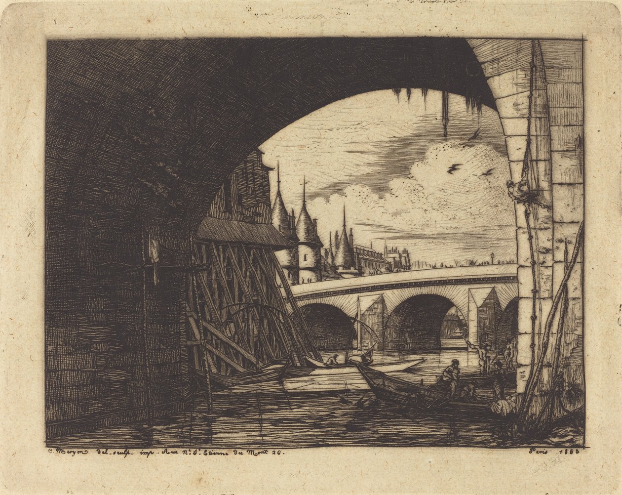 Der Bogen der Pont Notre-Dame, Paris von Charles Meryon