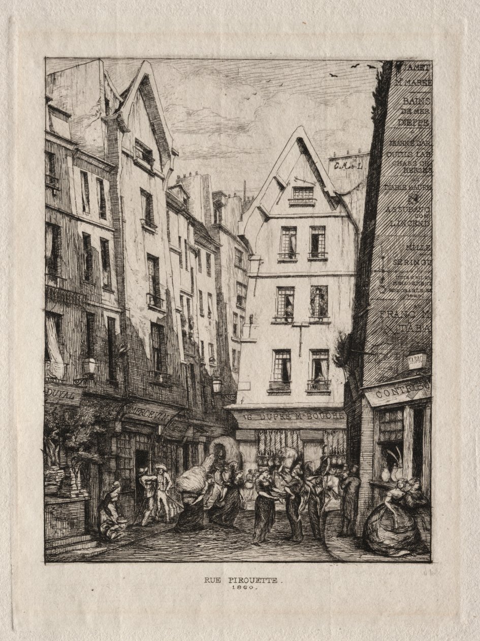 Pirouettenstraße, in der Nähe der Märkte, Paris von Charles Meryon