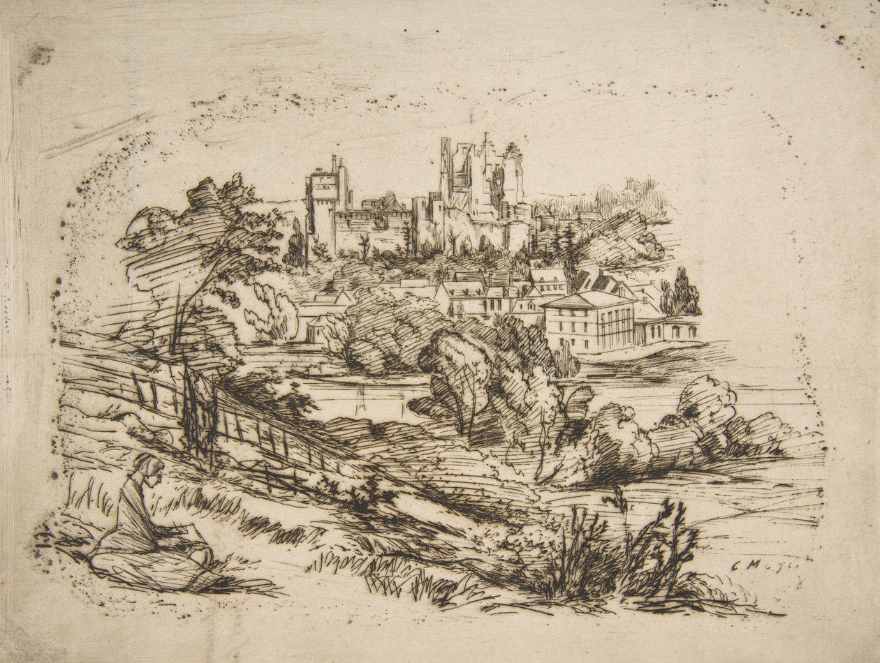 Ruinen des Château de Pierrefonds nach Viollet-le-Du..., 1858 von Charles Meryon