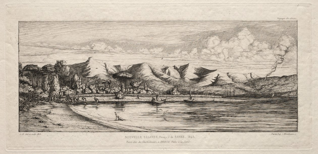 Seine-Fischerei vor Charcoal Burners Point, Akaroa, Banks Peninsula von Charles Meryon