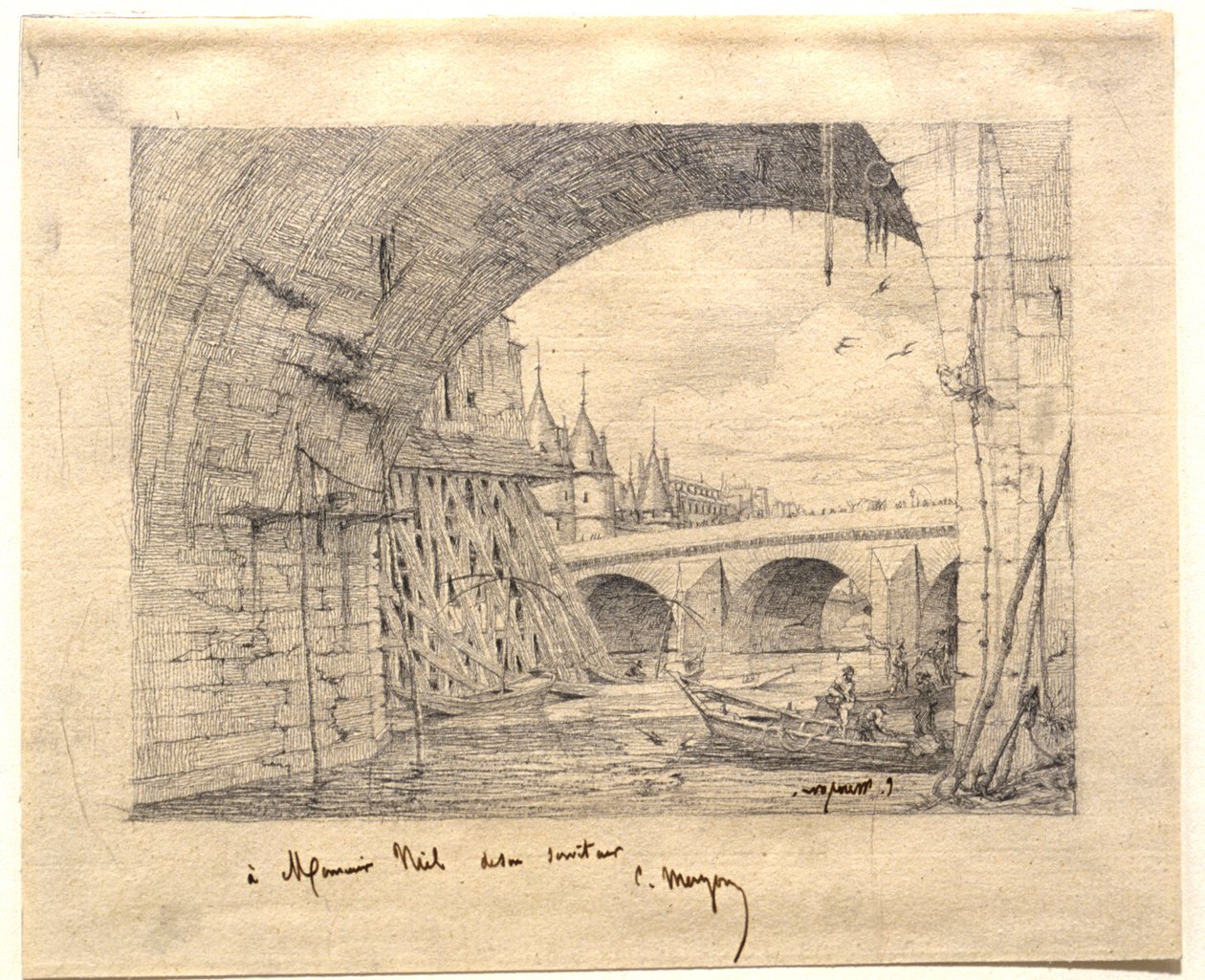 Studie für „Der Bogen der Pont Notre-Dame“ von Charles Meryon