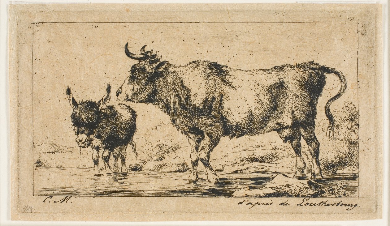 Die Kuh und der Esel von Charles Meryon