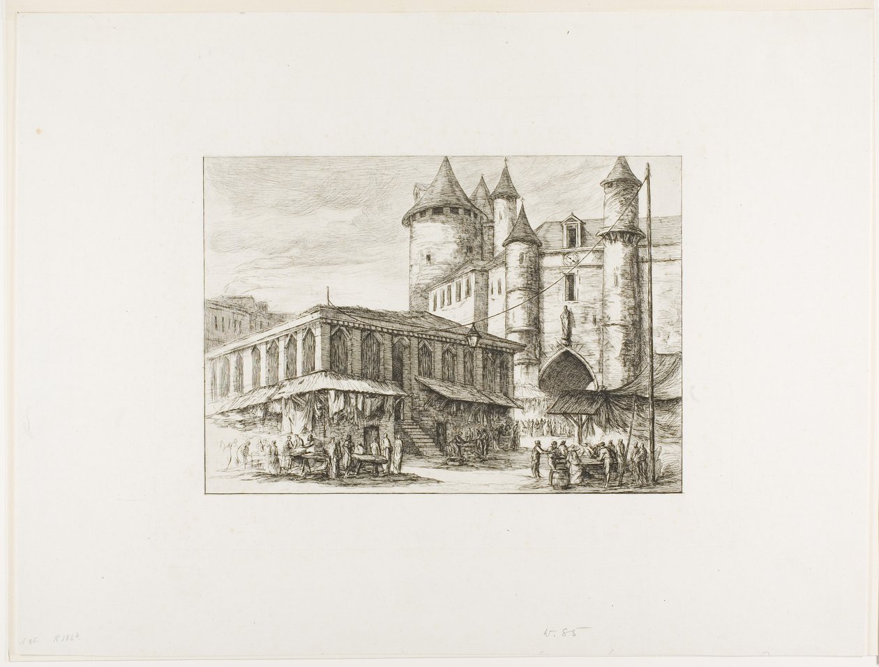 Das Grand Châtelet, Paris, ca. 1780, nach einer früheren Zeichnung von Charles Meryon