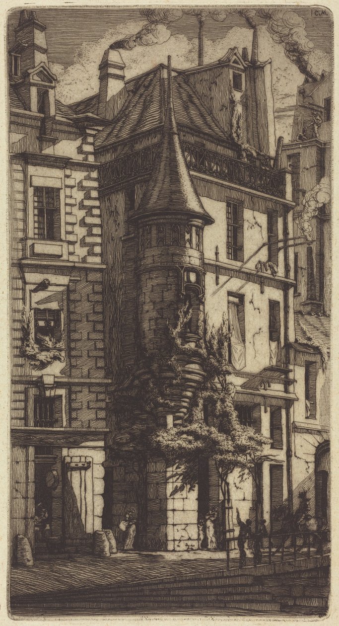 Haus mit einem Turm, Weberstraße, Paris von Charles Meryon