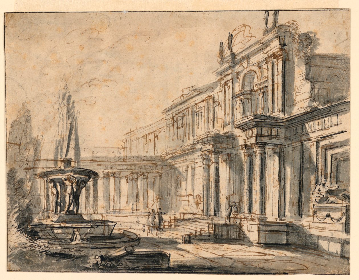Architektonische Fantasie: Ein Hof von Charles Michel Ange Challe