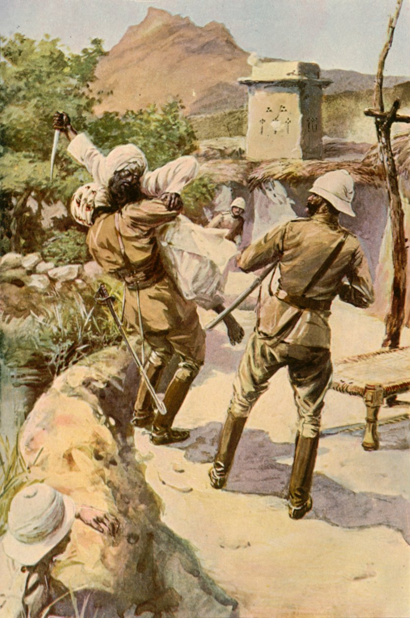 Roberts von einem Soldaten bei Bhagwana gerettet, 1901 von Charles Mills Sheldon
