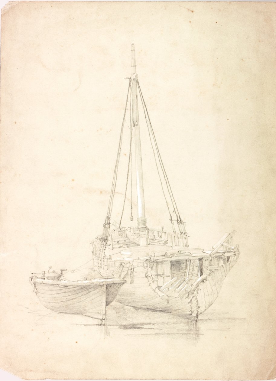 Altes Fischerboot und Dinghy von Charles Napier Hemy
