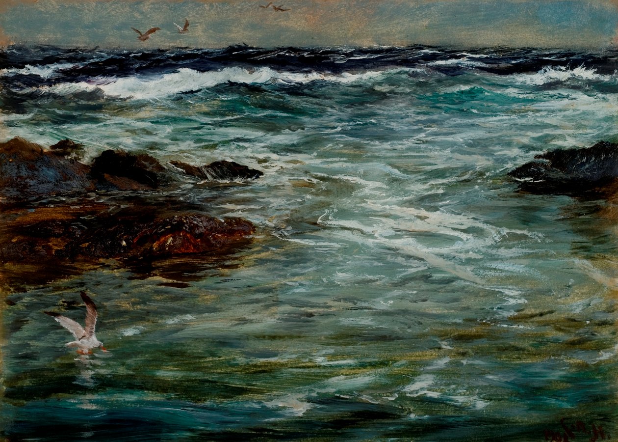 Meeresstudie in Portscatho, Cornwall, 1901 von Charles Napier Hemy